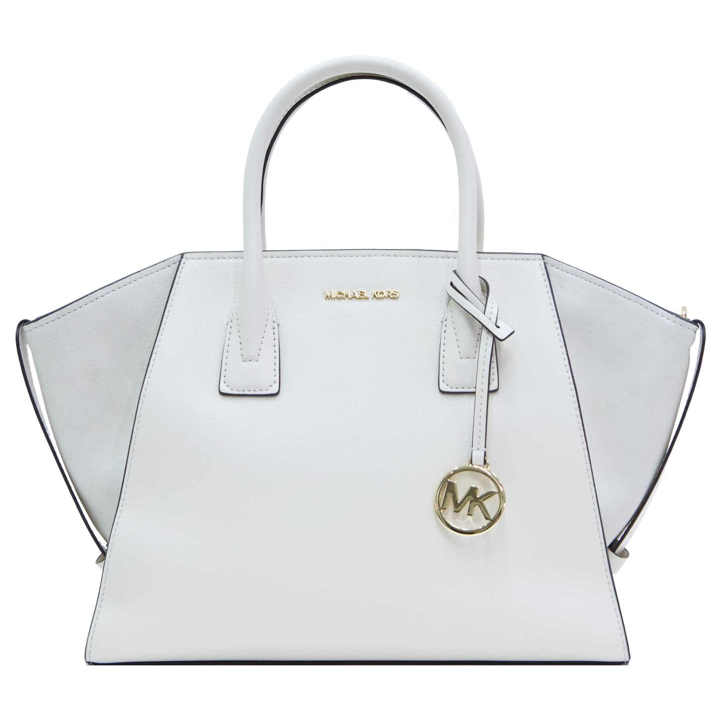 MICHAEL KORS 35F4G4VS3L AVRIL LARGE TOP ZIP SATCHEL LEATHER LIGHT CREAM