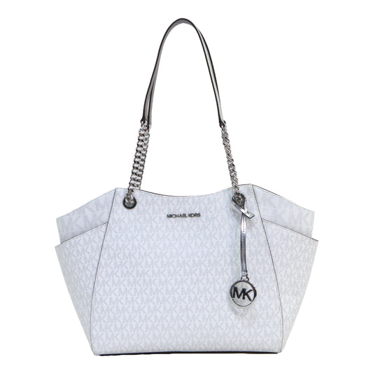 MICHAEL KORS 35F4STVE3V JET SET TRAVEL LARGE CHAIN SHOULDER TOTE SILVER