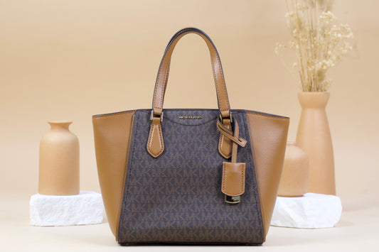 MICHAEL KORS 32F4GTBC1B TARYN SM CONV TZ TOTE CROSSBODY BRN/ACORN