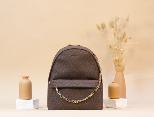 MICHAEL KORS 35F5G04B2B SLATER MD CHAIN BACKPACK BROWN