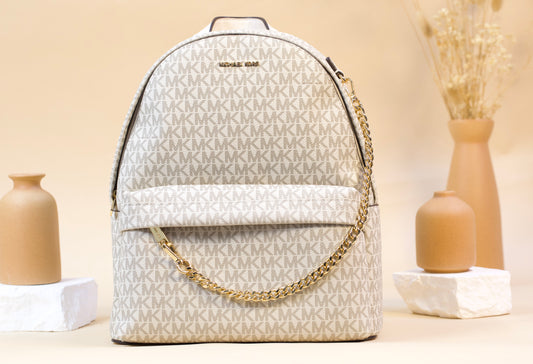 MICHAEL KORS 35F5G04B2B SLATER MD CHAIN BACKPACK LIGHT CREAM MULTI