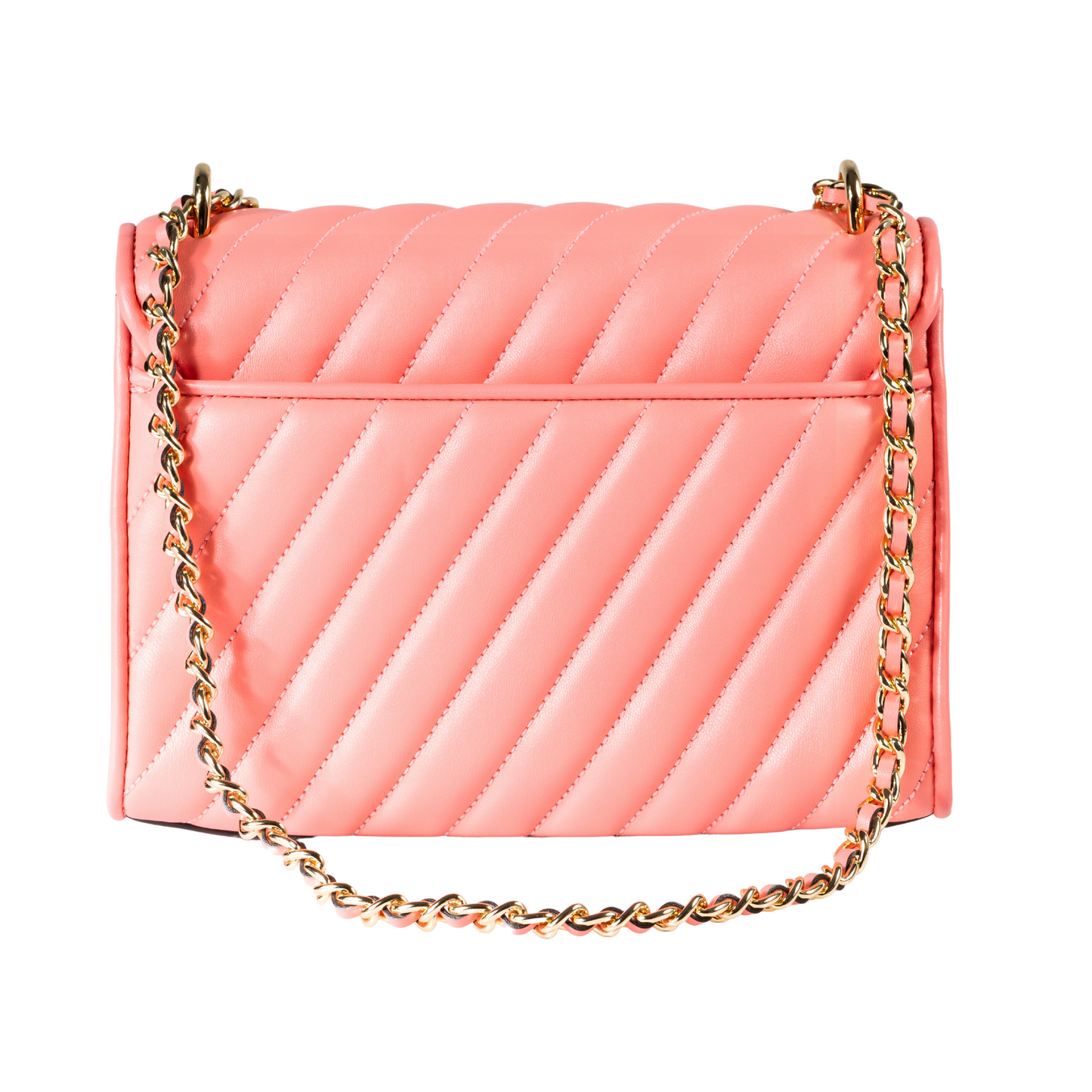 Michael Kors Rose Medium Vegan Leather Flap Crossbody Bag - Grapefruit