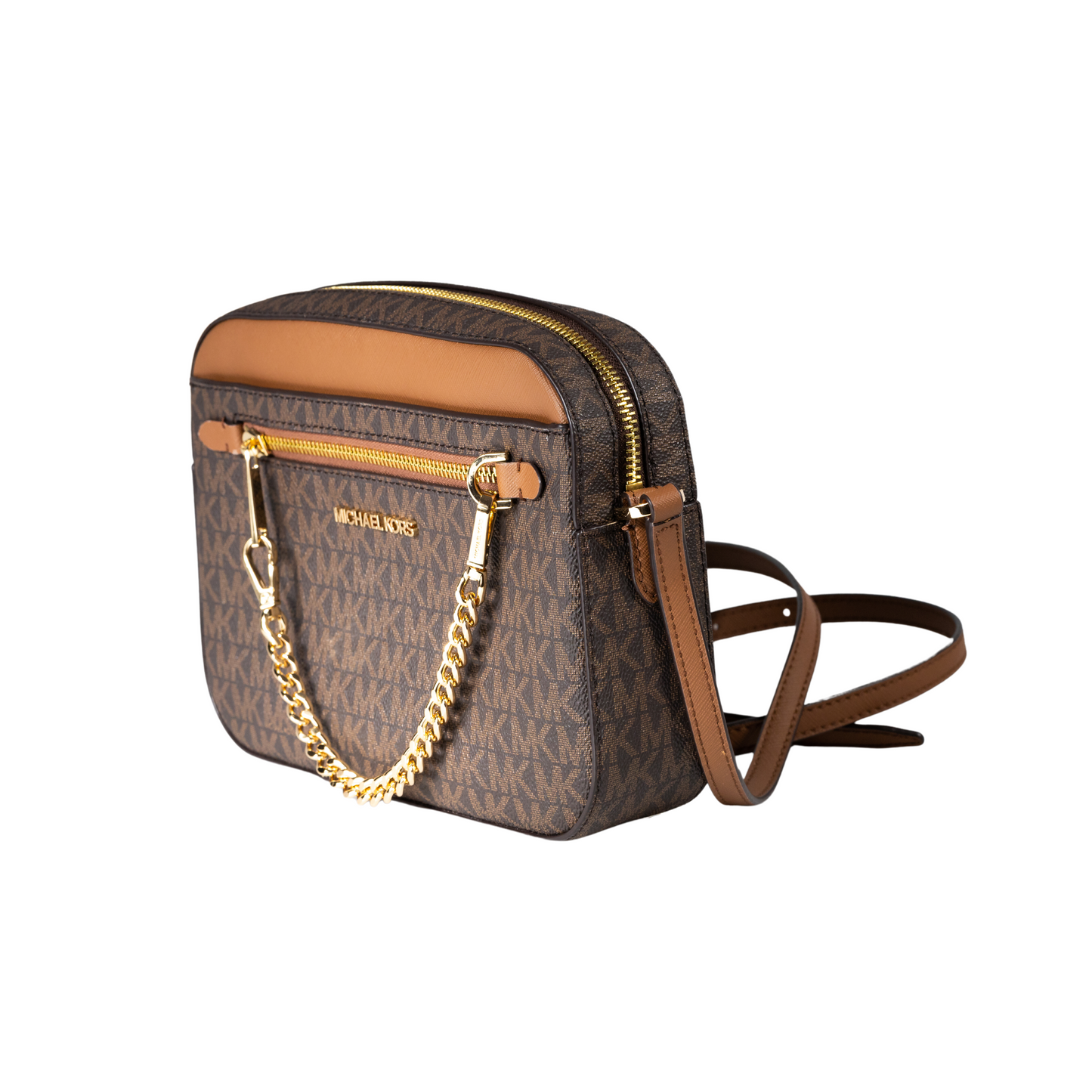 Michael Kors Jet Set Item Large East West Zip Chain MK Leather Crossbody Bag