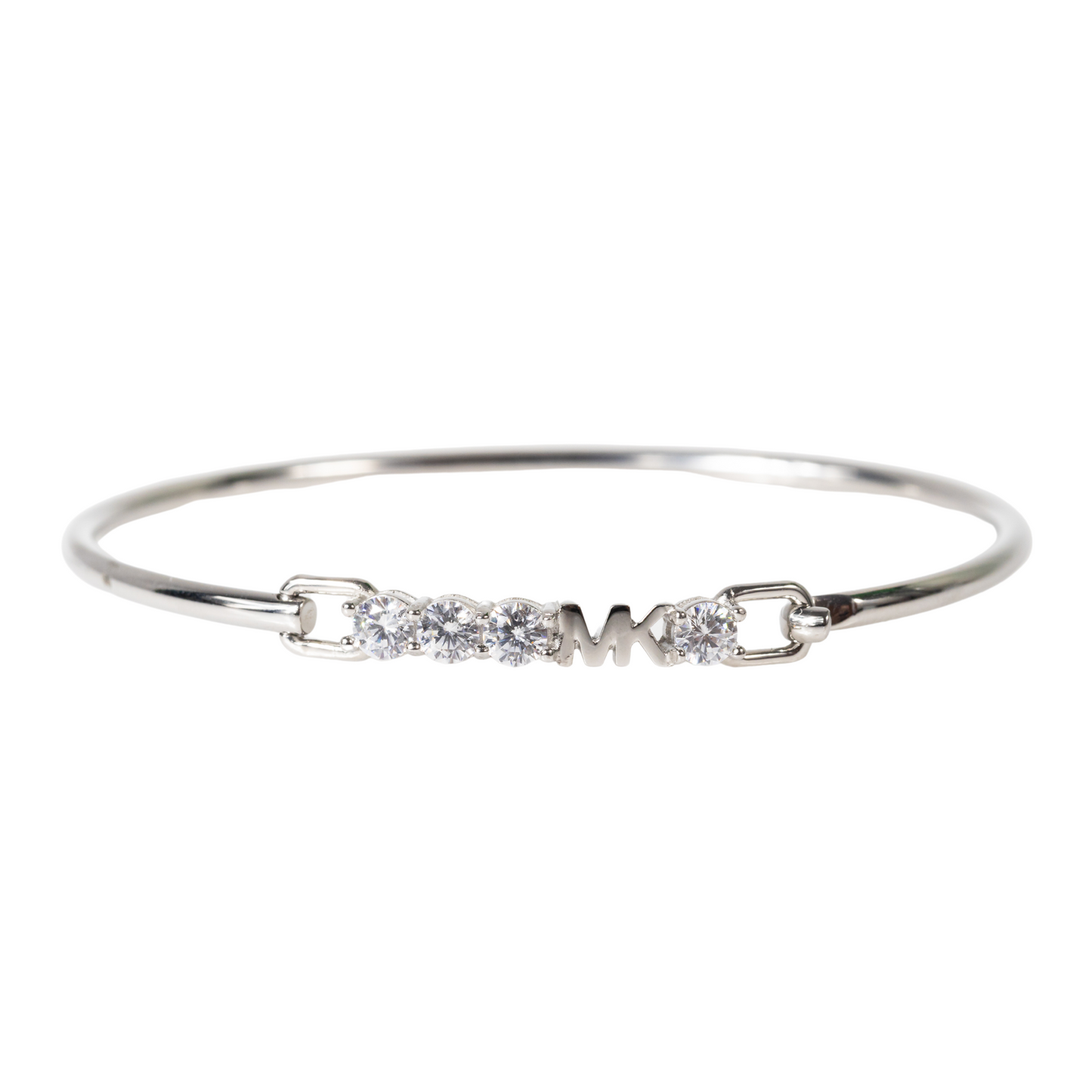 Michael Kors Logo and Rhinestones Bangle Silver Bracelet - MKJX7317040