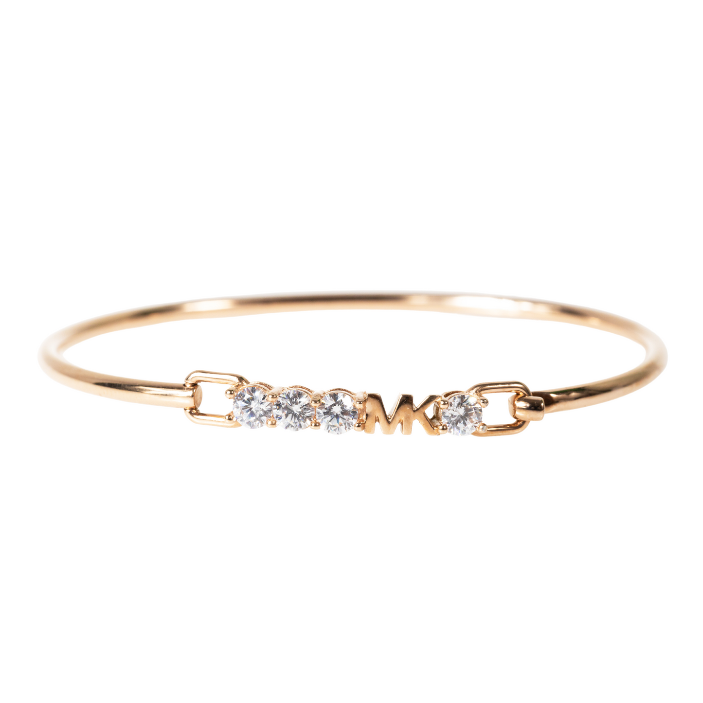 Michael Kors MK Logo Rose Gold S/ Steel Bracelet 4 Crystals MKJ7318791