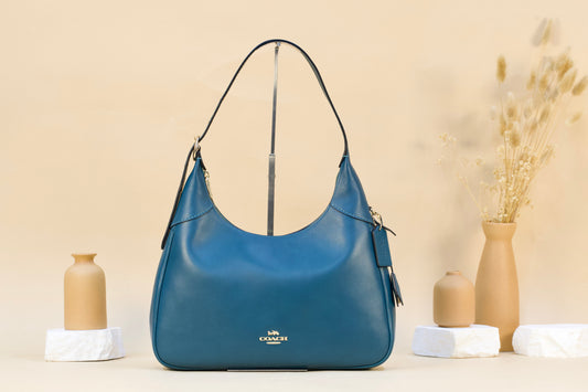 COACH CCE48 SMITH LEATHER ELLA SHOULDER BAG TEAL INK