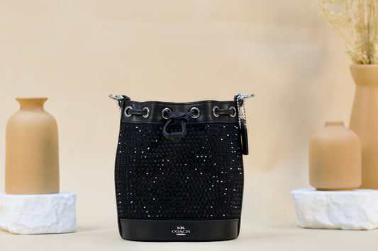 COACH CX213 SV/BK MINI BUCKET BAG CRYSTAL BLACK