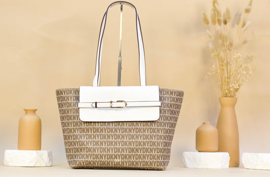 DKNY R41OAC37 PENELOPE TOTE WHITE/ BROWN