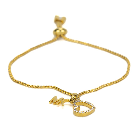 Michael Kors Gold Heart and Logo Slider Bracelet - MKJX7727710