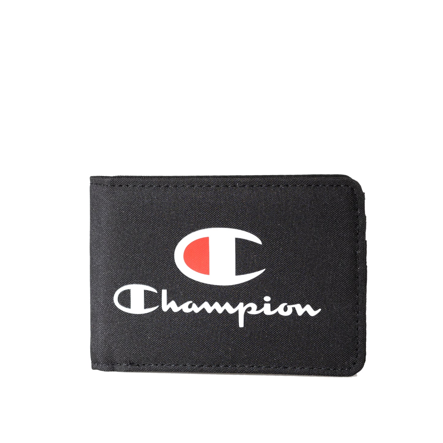 Champion Graphic Bifold Wallet Slim Design with Ample Storage 6 Card Slots, 2 Slip Pockets, and 1 Currency Compartment Iconic Champion "C" Patch on Front Interior Logo Print Detail and Textile Lining