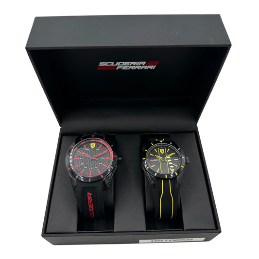 Scuderia Ferrari Men's Red Rev Black & Red Silicone Strap Watches 38mm & 44mm Gift Set for Christmas - 870058