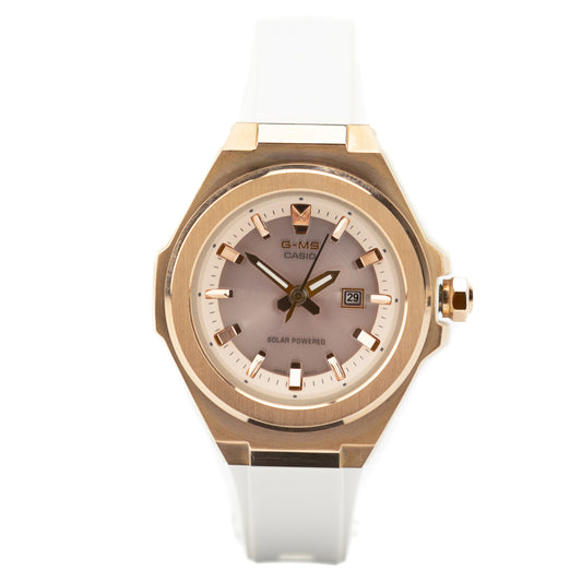 Casio Women's Analog Watch Rose Gold/White Solar Powered - MSGS500G-7A2 - 889232268750