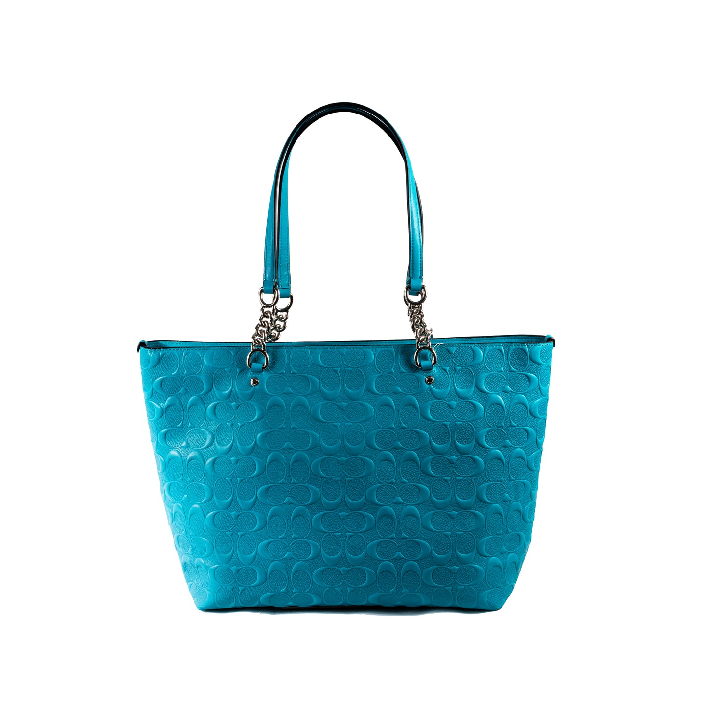 Coach Embroidered Signature Logo Sophia Turquoise Tote