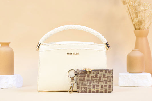 ANNE KLEIN AKH4632A TRIPLE COMPARTMENT SATCHEL WHITE