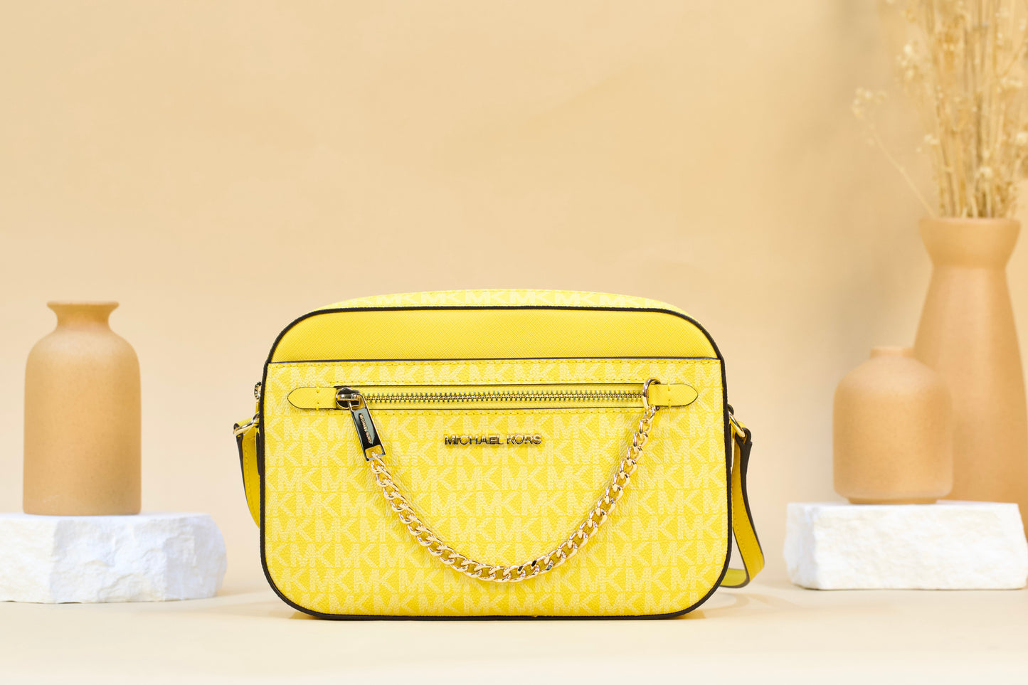 MICHAEL KORS 35F3GTTC9B JET SET LG EW ZIP CHAIN CROSSBODY DAISY YELLOW