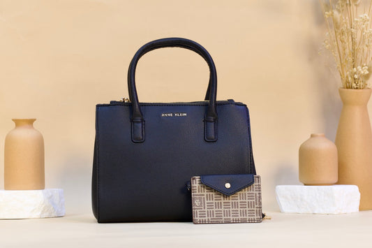 ANNE KLEIN AKH6142 MIDI SATCHEL WITH CARD CASE BLACK