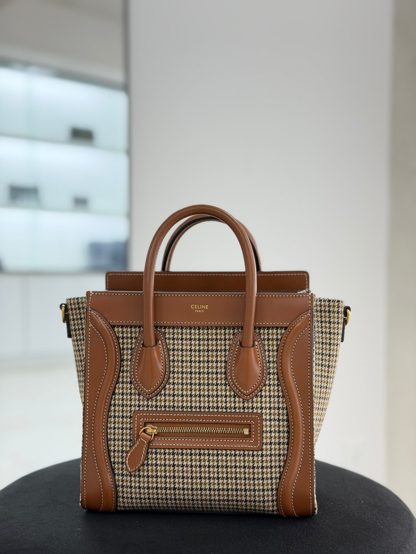 Celine Nano Luggage Bag Tweed Pattern