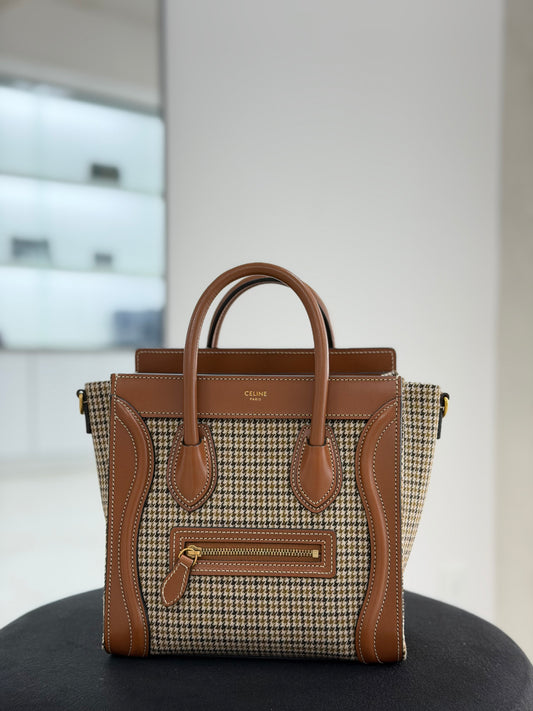 Celine Nano Luggage Bag Tweed Pattern
