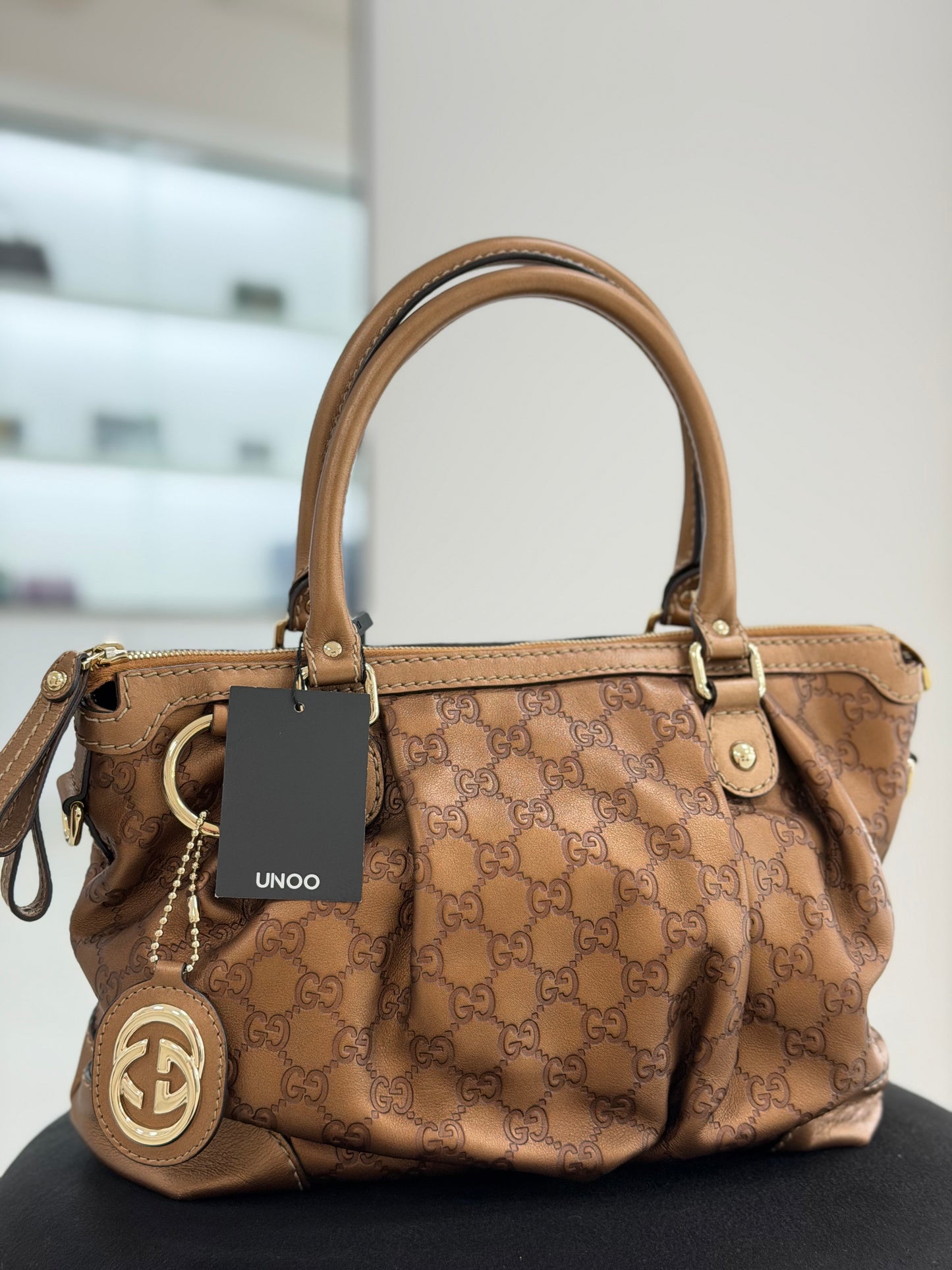 Gucci Sukey Bag Bronze-Toned Guccissima Embossed Leather