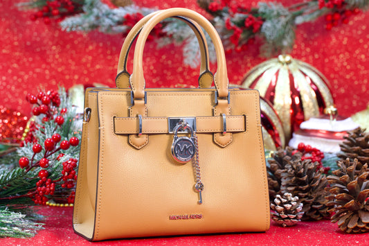 MICHAEL KORS 35S3SHMS1L HAMILTON SM SATCHEL LEATHER PEANUT