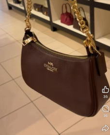Coach Teri Shoulder Bag, mini featuring a dark brown leather