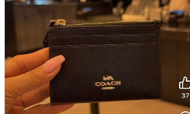 Coach Mini Skinny ID Case in black leather