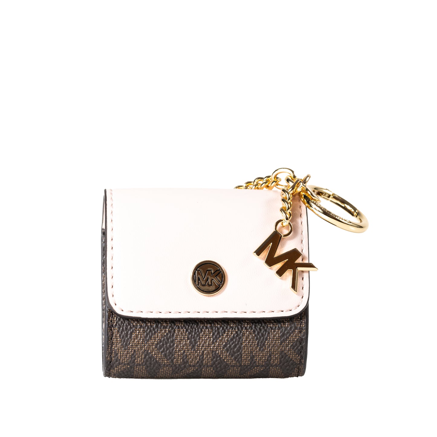 Michael Kors Jet Set Travel Case for AirPods (Signature MK Brown/Powder Blush)