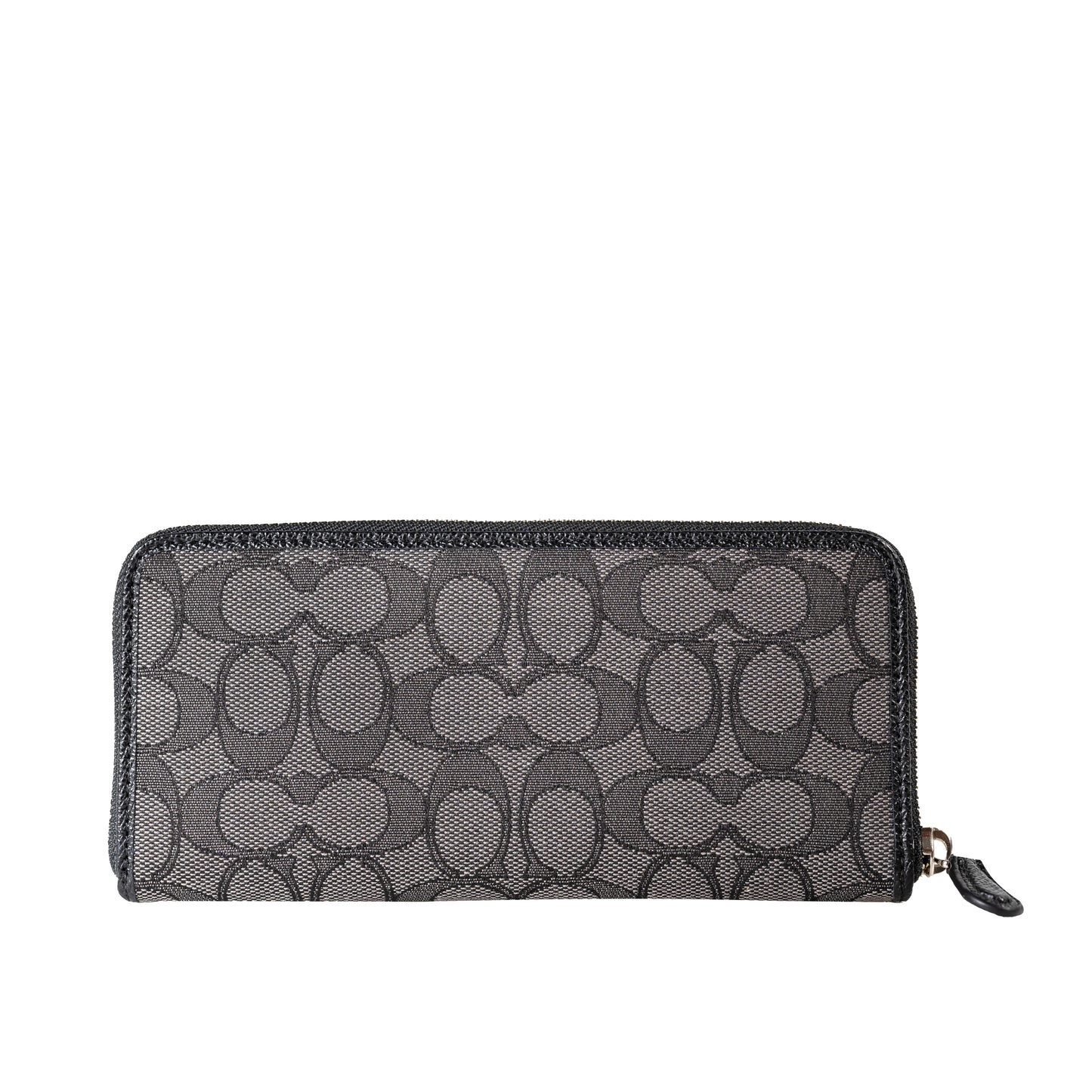 Coach Long Wallet Slim Accordion Zip Wallet In Signature Jacquard Smoke Black