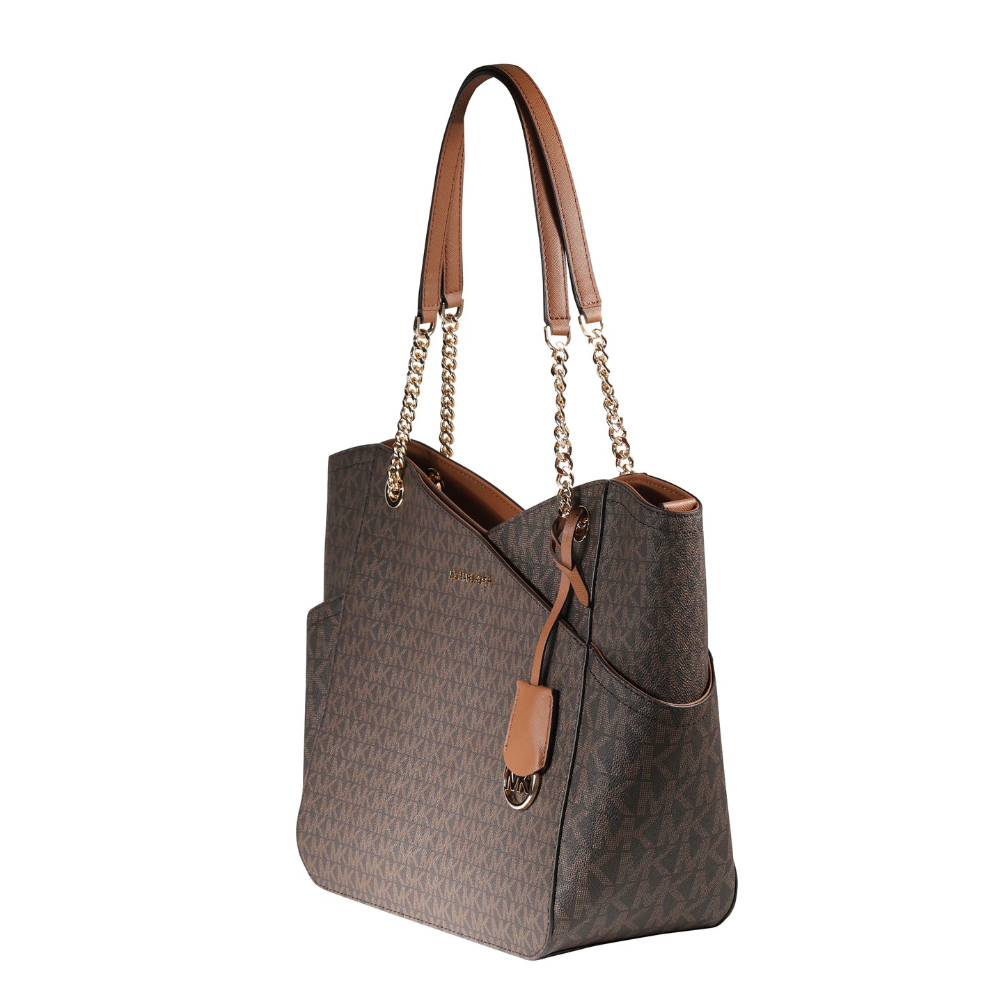 Michael Kors MK Signature Jet Set Travel Large Chain Shoulder Tote - Brown