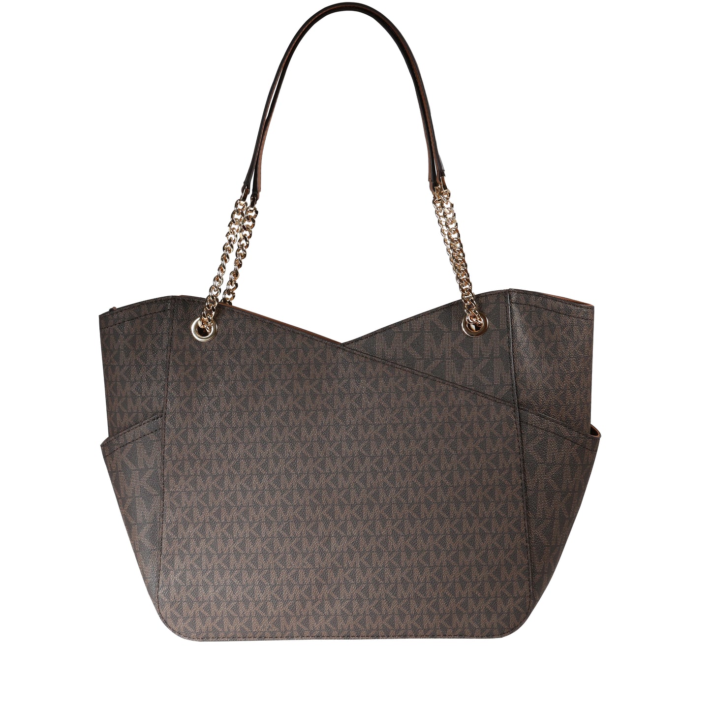 Michael Kors MK Signature Jet Set Travel Large Chain Shoulder Tote - Brown