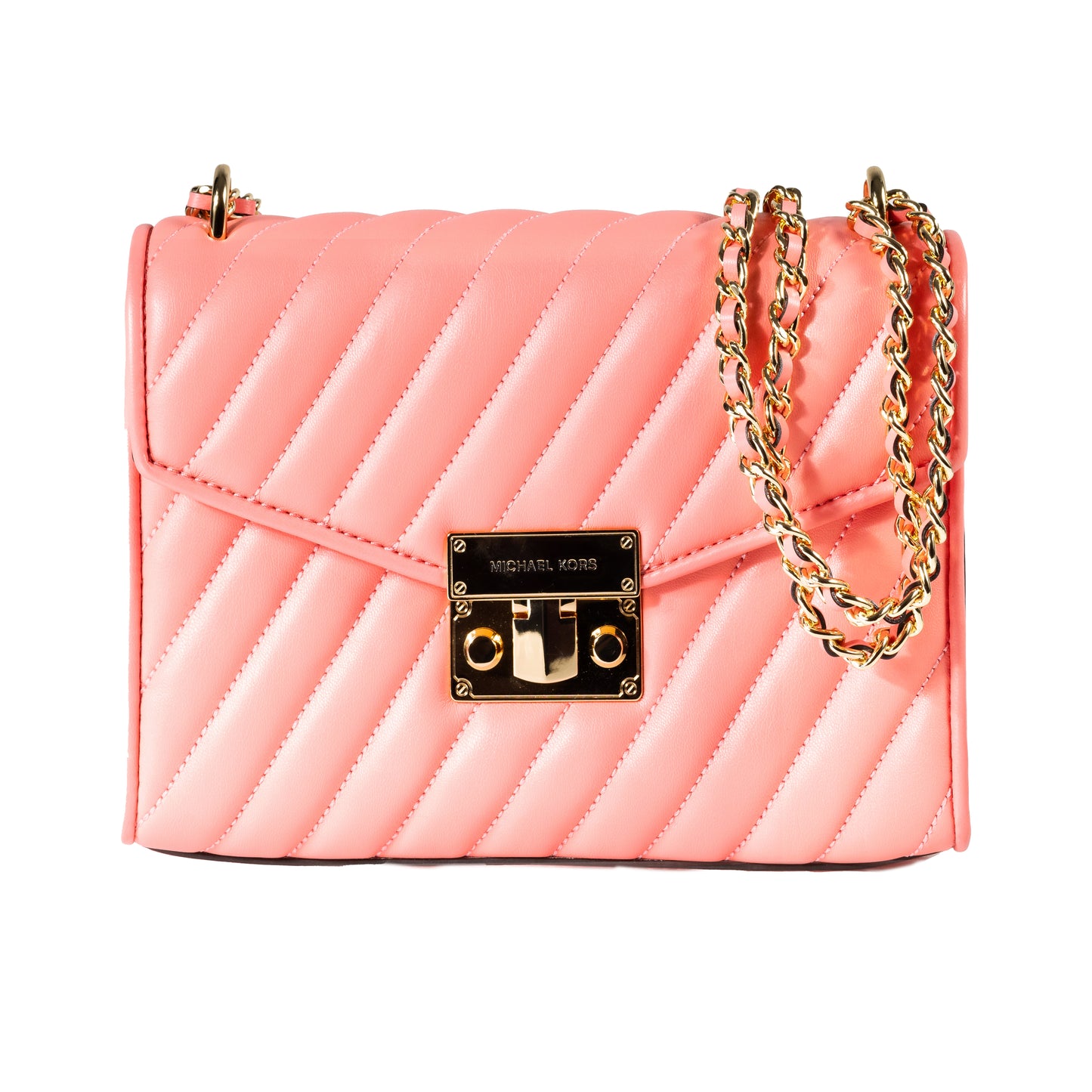 Michael Kors Rose Medium Vegan Leather Flap Crossbody Bag - Grapefruit