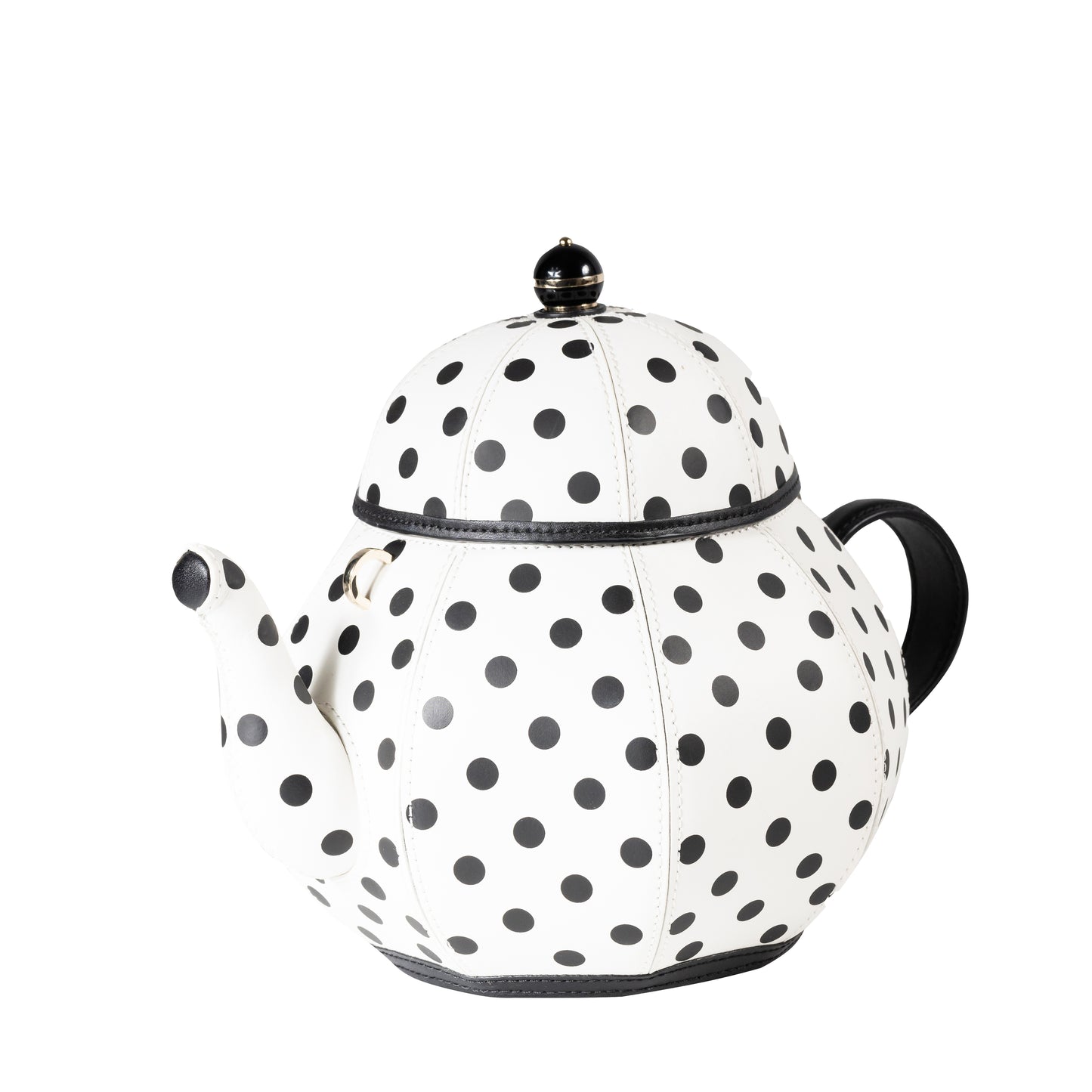 Kate Spade Tea Party Teapot Crossbody Bag Smooth Leather Foil Embossed Logo Flap with Magnetic Snap Two-Way Spade Jacquard Lining