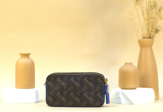 Coach Kira Crossbody Coated Canvas Horse Carriage Clutch - Blue