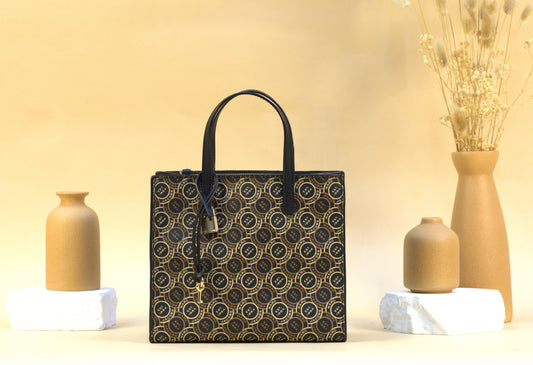 Marc Jacobs Mini Grind Signet Printed Leather Crossbody Tote Handbag Purse