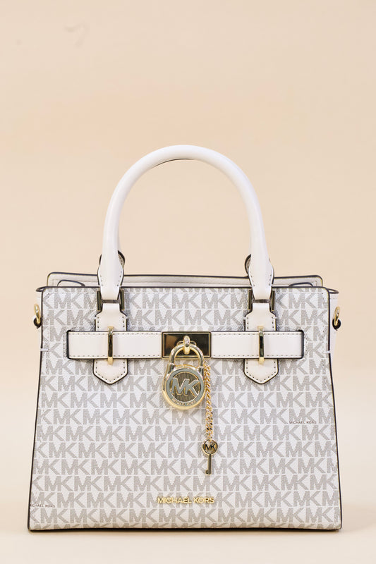 MICHAEL KORS 35F1GHMS1B HAMILTON SMALL SATCHEL LIGHT CREAM MULTI