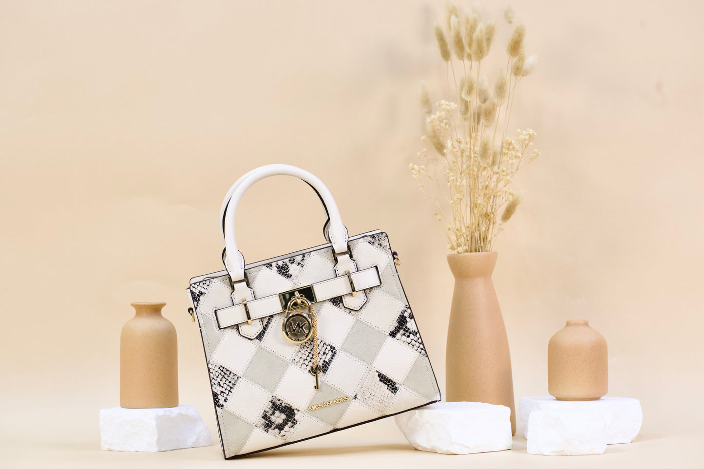 MICHAEL KORS 35F5GHMS1U HAMILTON SM SATCHEL NATURAL