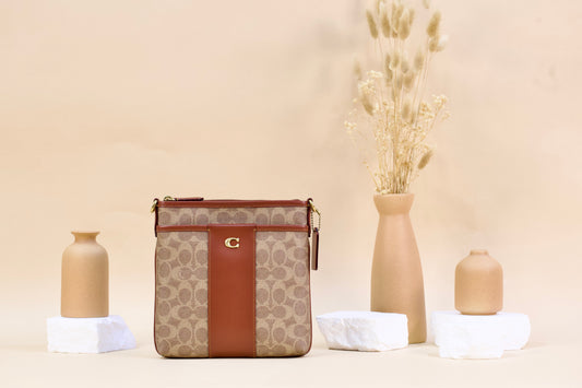 COACH CC533 COLORBLOCK CC SIGNATURE KITT TAN RUST