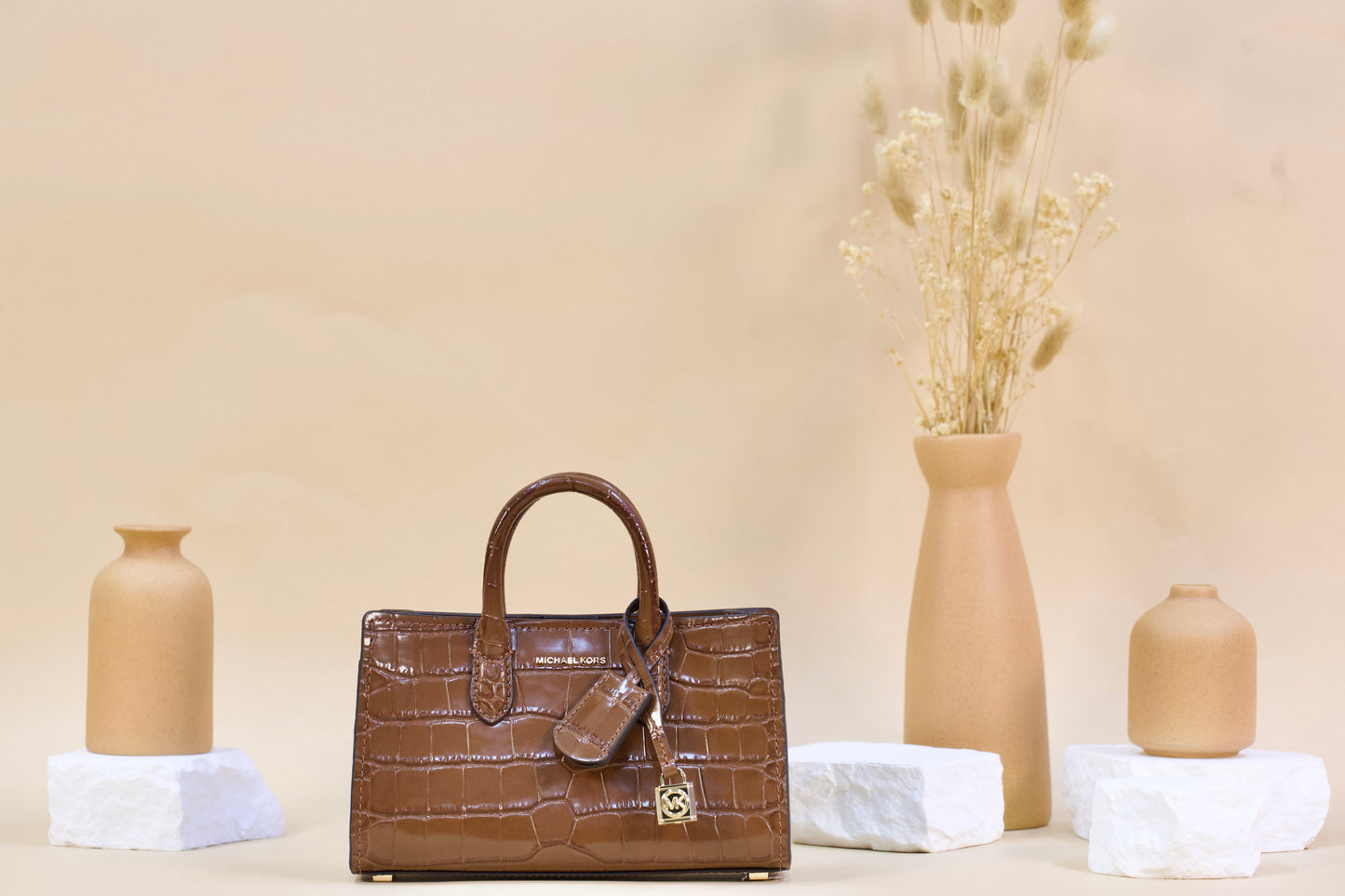 MICHAEL KORS 32F4GETC0E SCARLETT XS EW EMBOSSED LEATHER CHESTNUT