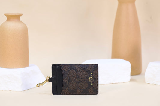 COACH CZ285 LNYARD ID SIGNATURE CANVAS WALNUT/BLACK