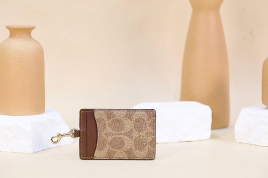 COACH CZ285 LNYARD ID SIGNATURE CANVAS TAN/BROWN