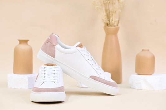 TORY BURCH 83626 COLOR BLOCK SNEAKER BARI NAPPA US 10.5 PINK MOON/MALVA/SNOW WHITE