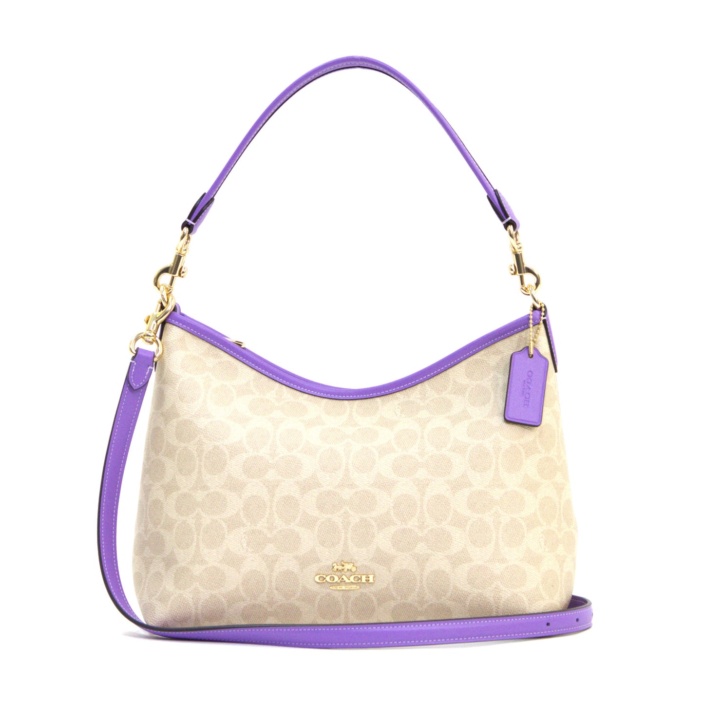 COACH CV975 SIGNATURE LAUREL SHOULDER BAG SAND/IRIS