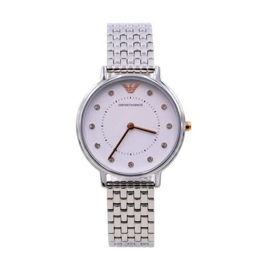 Emporio Armani Quartz Diamond White Dial Ladies Watch - AR80023 - 723763278027