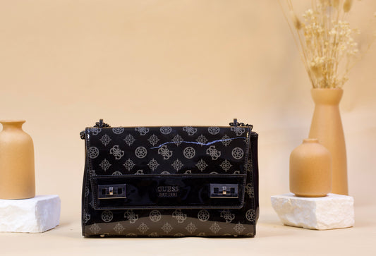 GUESS-Katey Flap Shoulder Bag - Coal Logo - PM787019