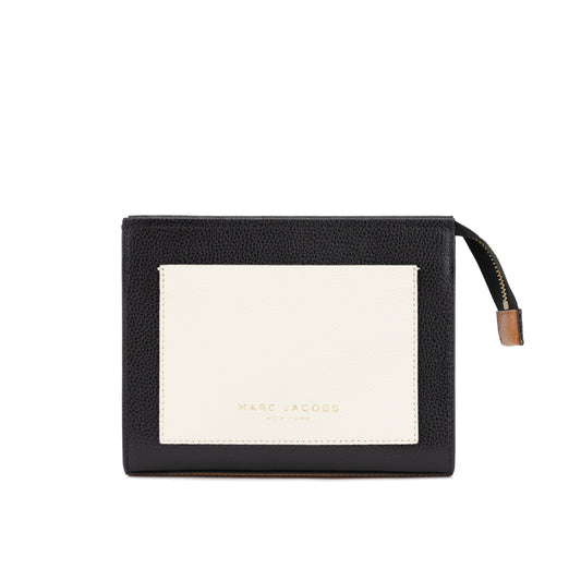 Marc Jacobs The Grind Leather Color Block Cosmetic Bag - Smoked Almond Multi