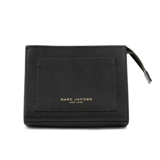Marc Jacobs Monogram Plain Leather Logo Pouch - Black
