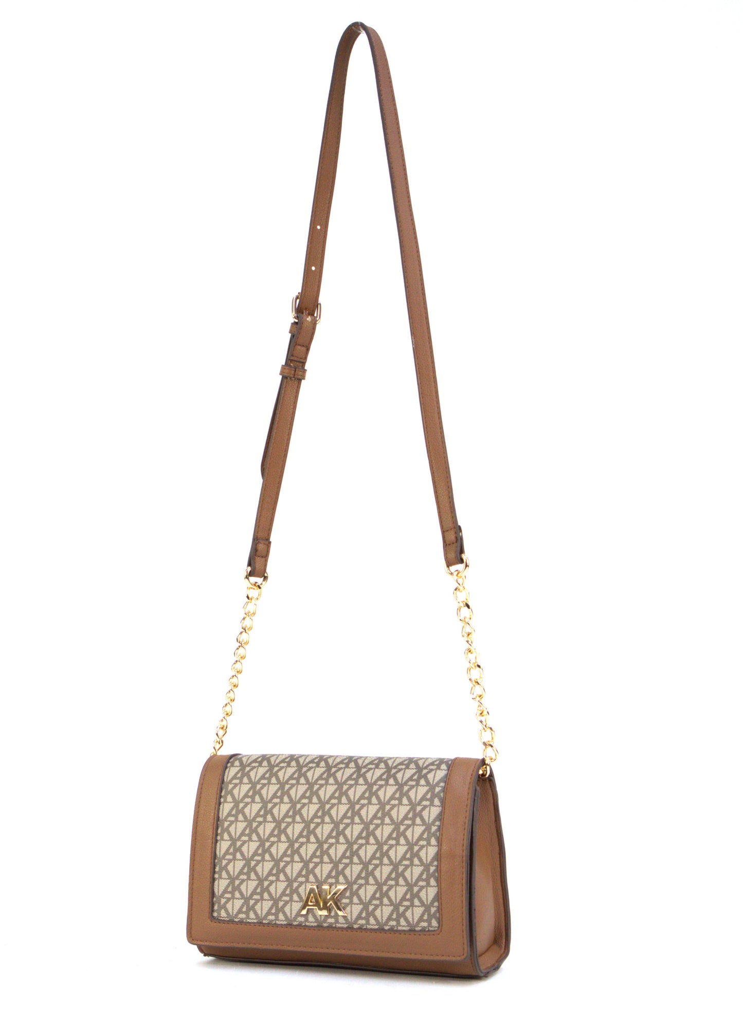 ANNE KLEIN AKH5474 LOGO FLAP SHOULDER BAG CHESNUT