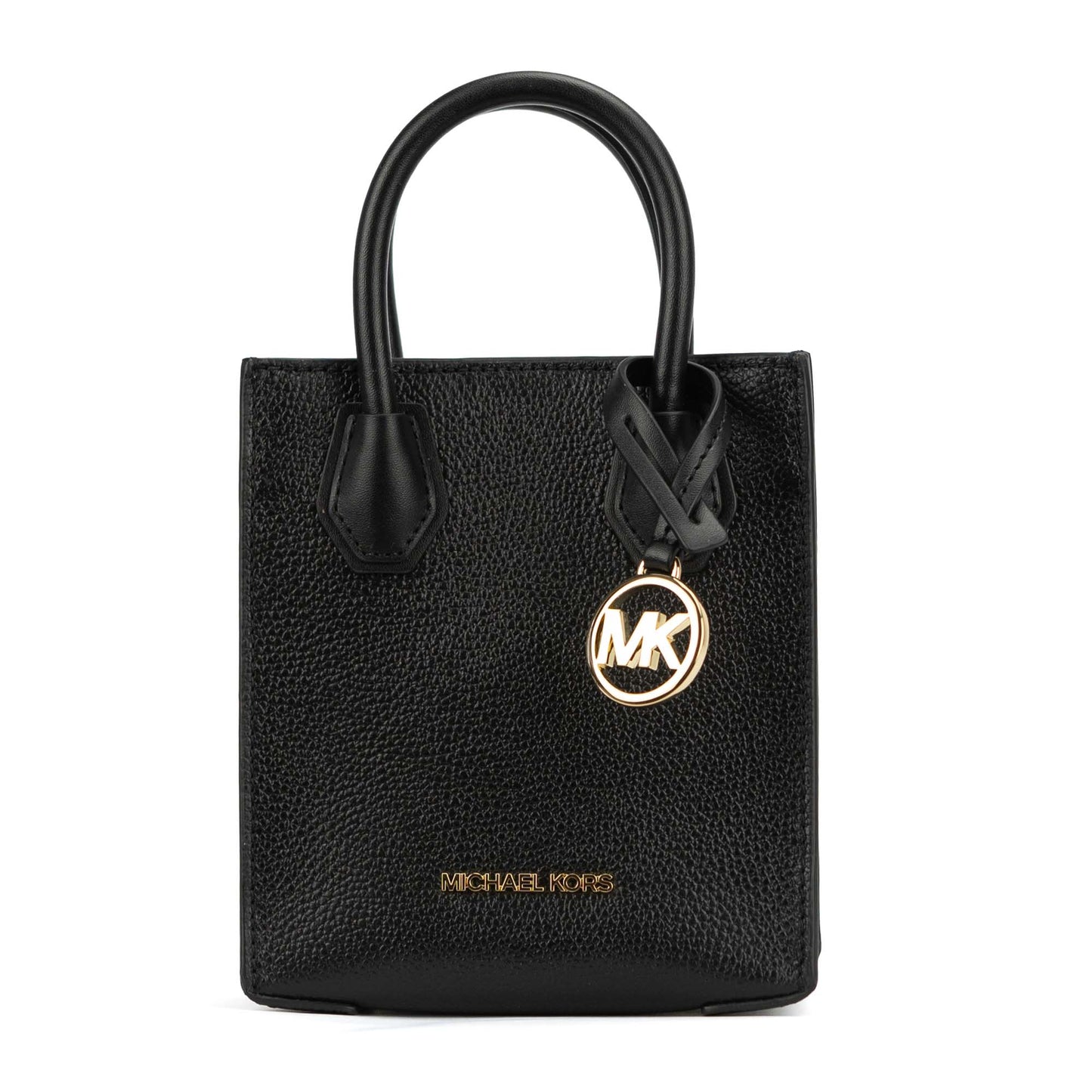 Michael Kors - Mercer XS Pebbled Leather MK Signature Satchel Crossbody Bag - Black
