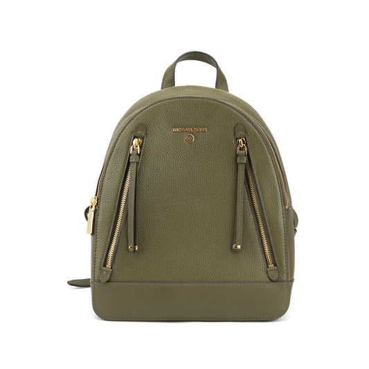 Michael Kors Ladies Brooklyn Medium Pebbled Leather Backpack - Olive
