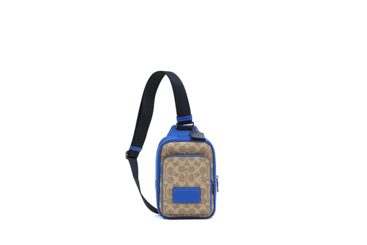 COACH CY912 RACER SLING PACK SIGNATURE CL TAN/PACIFIC BRIGHT MINERAL